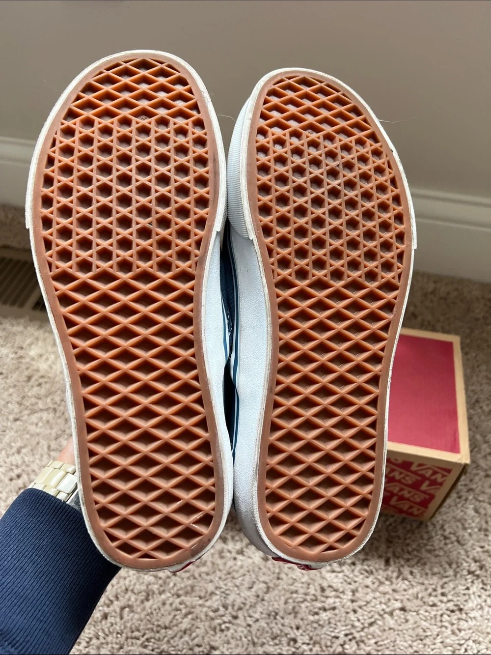 Vans Classic Slip-On Canvas Sneakers - Navy Blue - Size 7